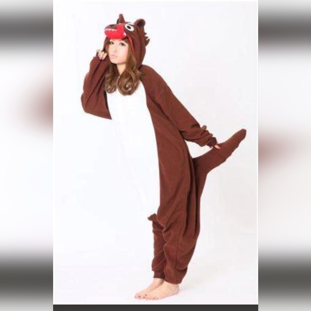 Sazac Wolf Onesie Costume Japanese Wolf Kigurumi Fuzzy One Piece Size OS